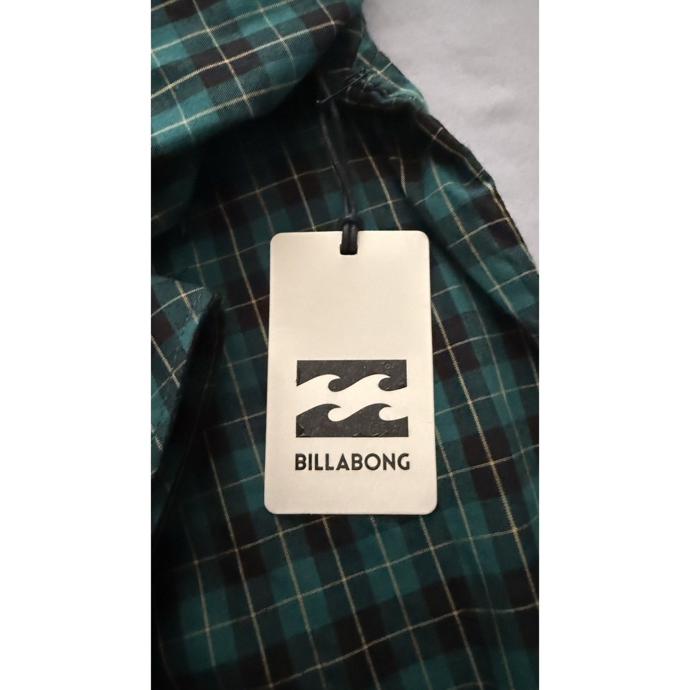 Men's Long Sleeve Plaid‎ Shirt NWT brand Is BILLABONG SZ XXL Green And Black - Picture 5 of 10